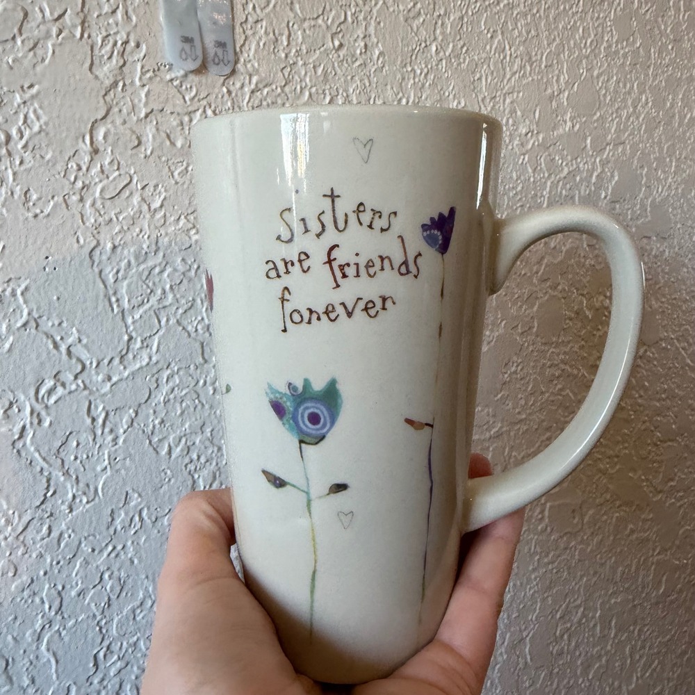 Natural Life Sisters Are Friends Forever Tall Floral Ceramic Latte Mug MUG002